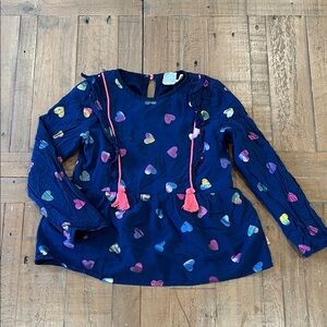 Billieblush navy metallic rainbow heart ruffles peplum top girls 6